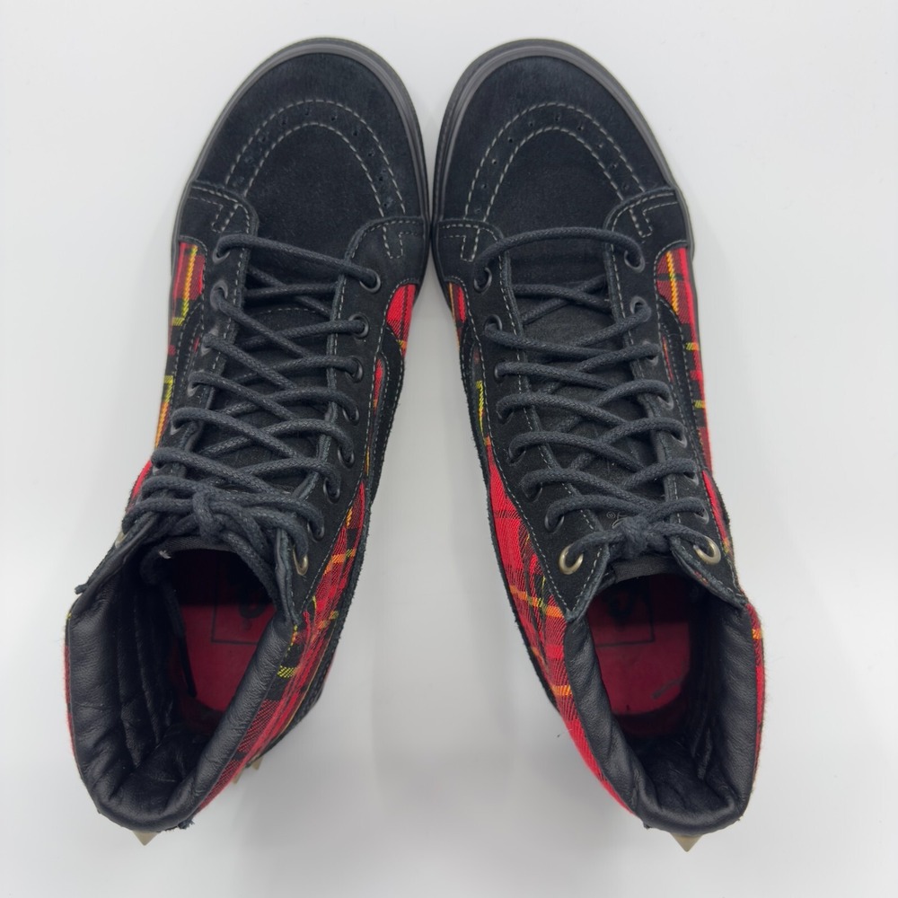 Vans Red and Black Plaid High-Top Sneakers - Picture 6 of 16
